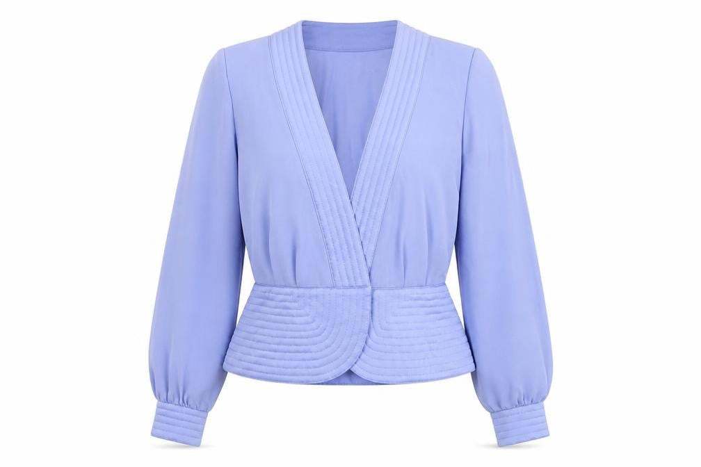 Schon Womens Blue Polyester Basic Blouse Size 12 V-Neck
