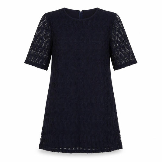 Mango Womens Blue Polyester A-Line Size M Round Neck Zip