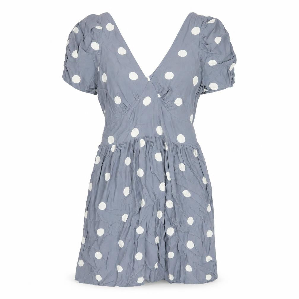 Closet Womens Grey Polka Dot Viscose A-Line Size 10 V-Neck Zip
