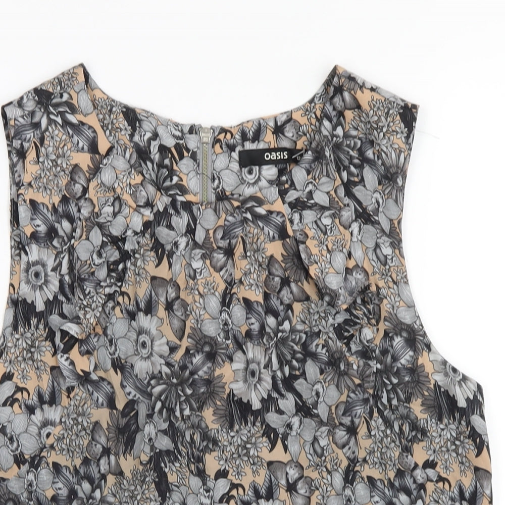 Oasis Womens Multicoloured Floral Polyester Basic Tank Size 12 One Shoulder