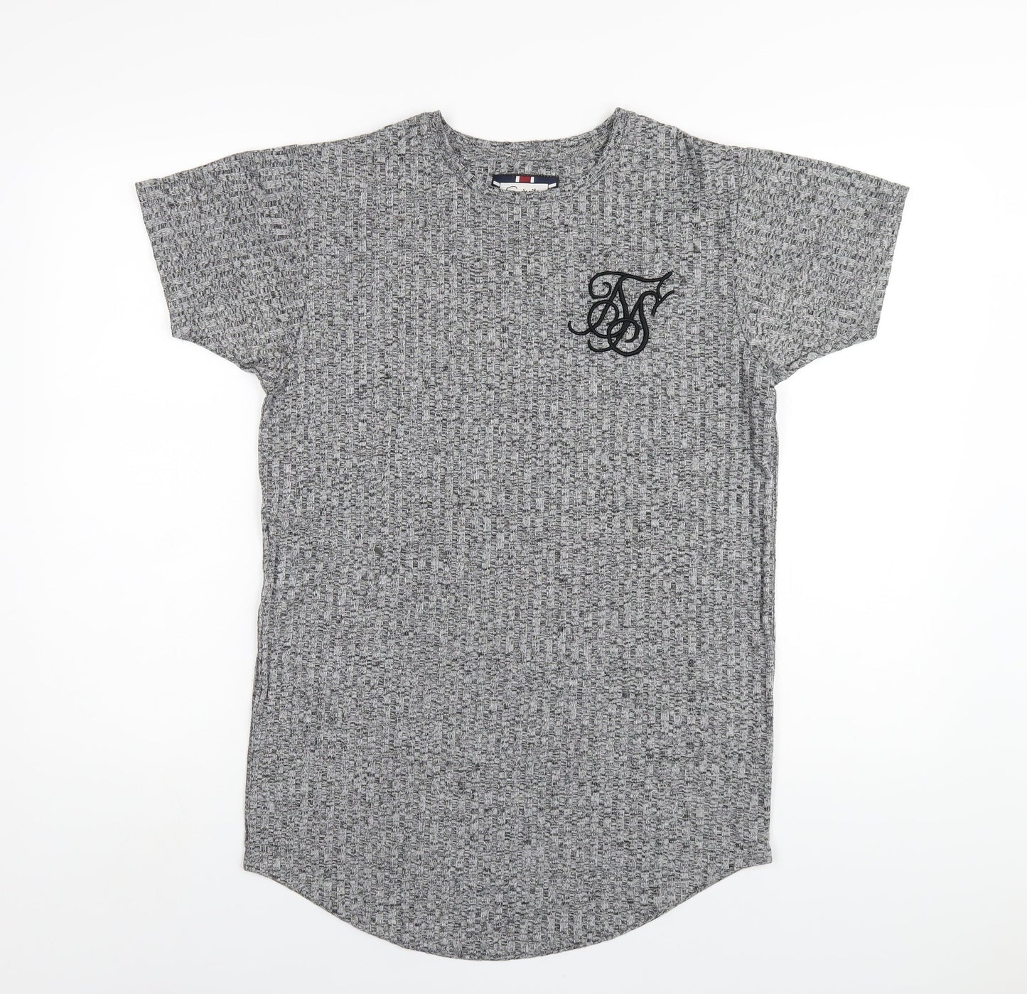 SikSilk Mens Grey Polyester T-Shirt Size XS Round Neck