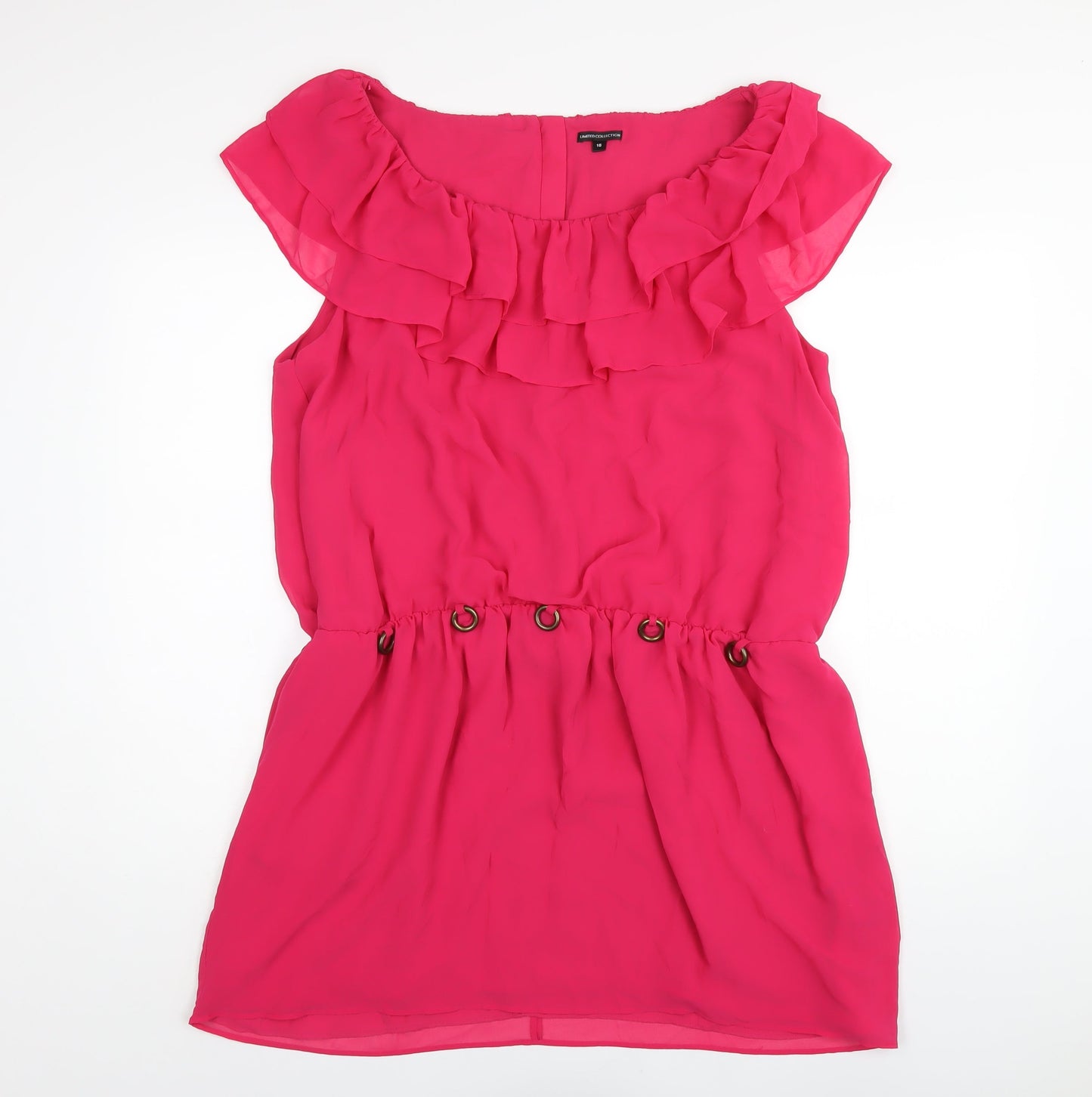 Marks and Spencer Womens Pink Polyester A-Line Size 16 Scoop Neck Zip