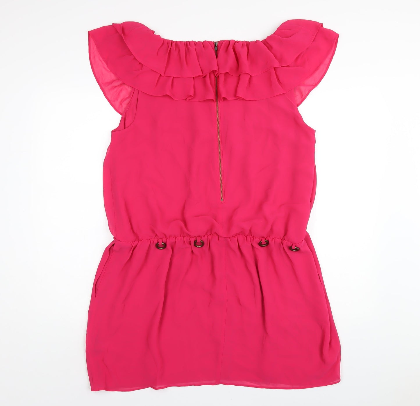 Marks and Spencer Womens Pink Polyester A-Line Size 16 Scoop Neck Zip