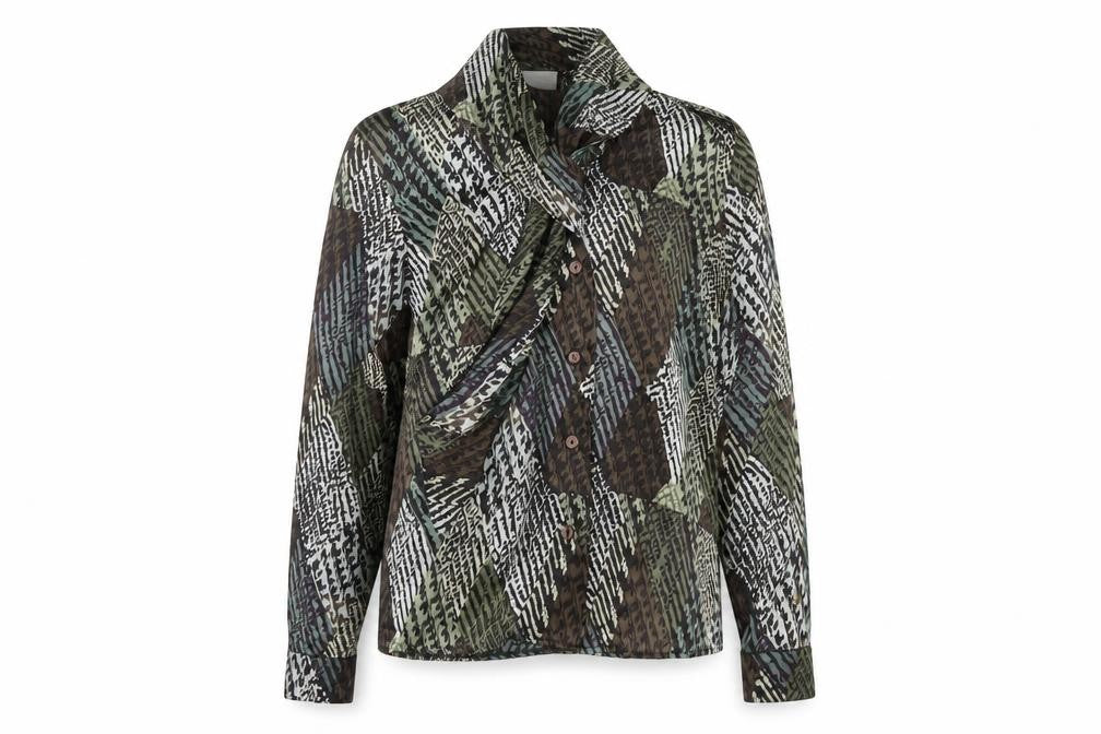 Cotswold Collection Womens Multicoloured Geometric Silk Basic Button-Up Size 10 V-Neck