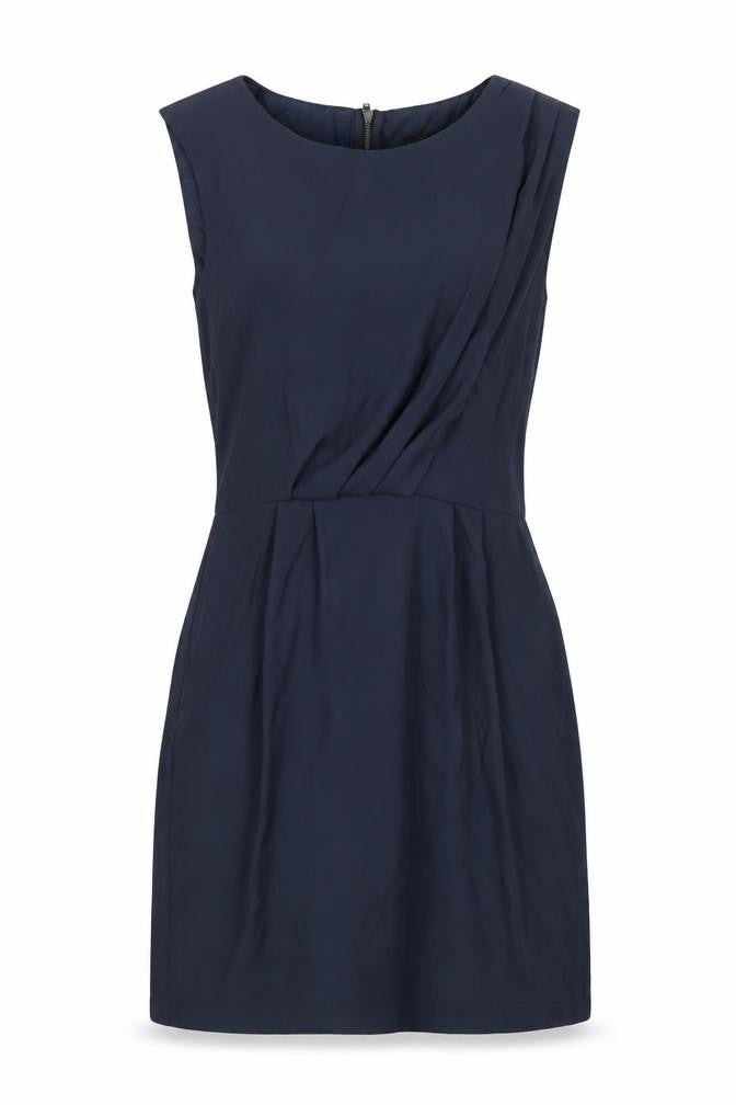 Topshop Womens Blue Polyester A-Line Size 8 Round Neck Zip