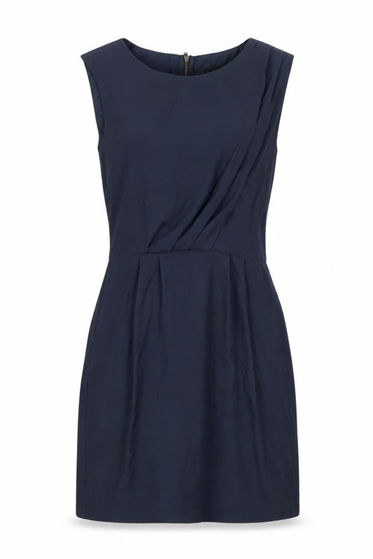 Topshop Womens Blue Polyester A-Line Size 8 Round Neck Zip