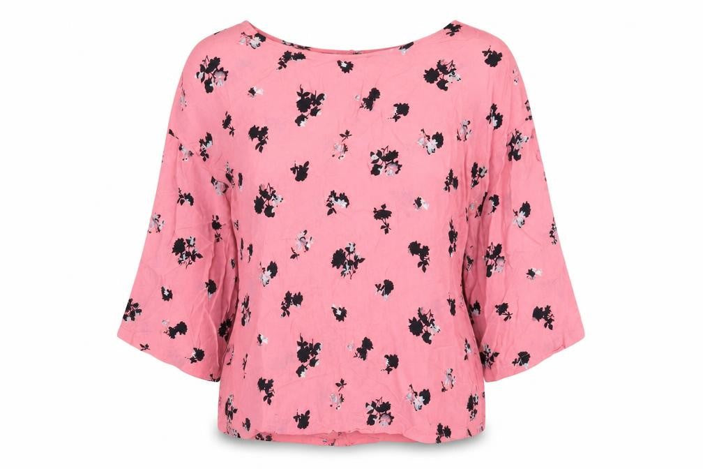 NEXT Womens Pink Geometric Viscose Basic T-Shirt Size 8 Round Neck