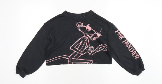 H&M Girls Grey Cotton Pullover Sweatshirt Size 10 Years Pullover - Pink Panther
