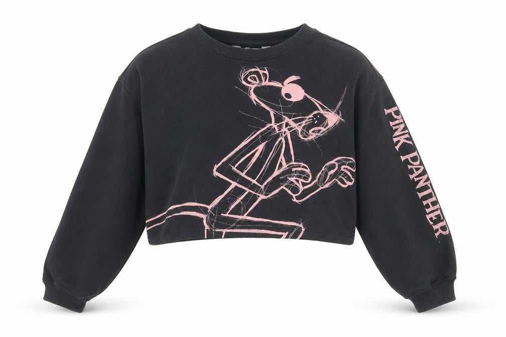 H&M Girls Grey Cotton Pullover Sweatshirt Size 10 Years Pullover - Pink Panther