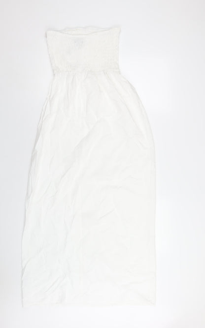 Boohoo Womens White Viscose A-Line Size 10 Square Neck Pullover
