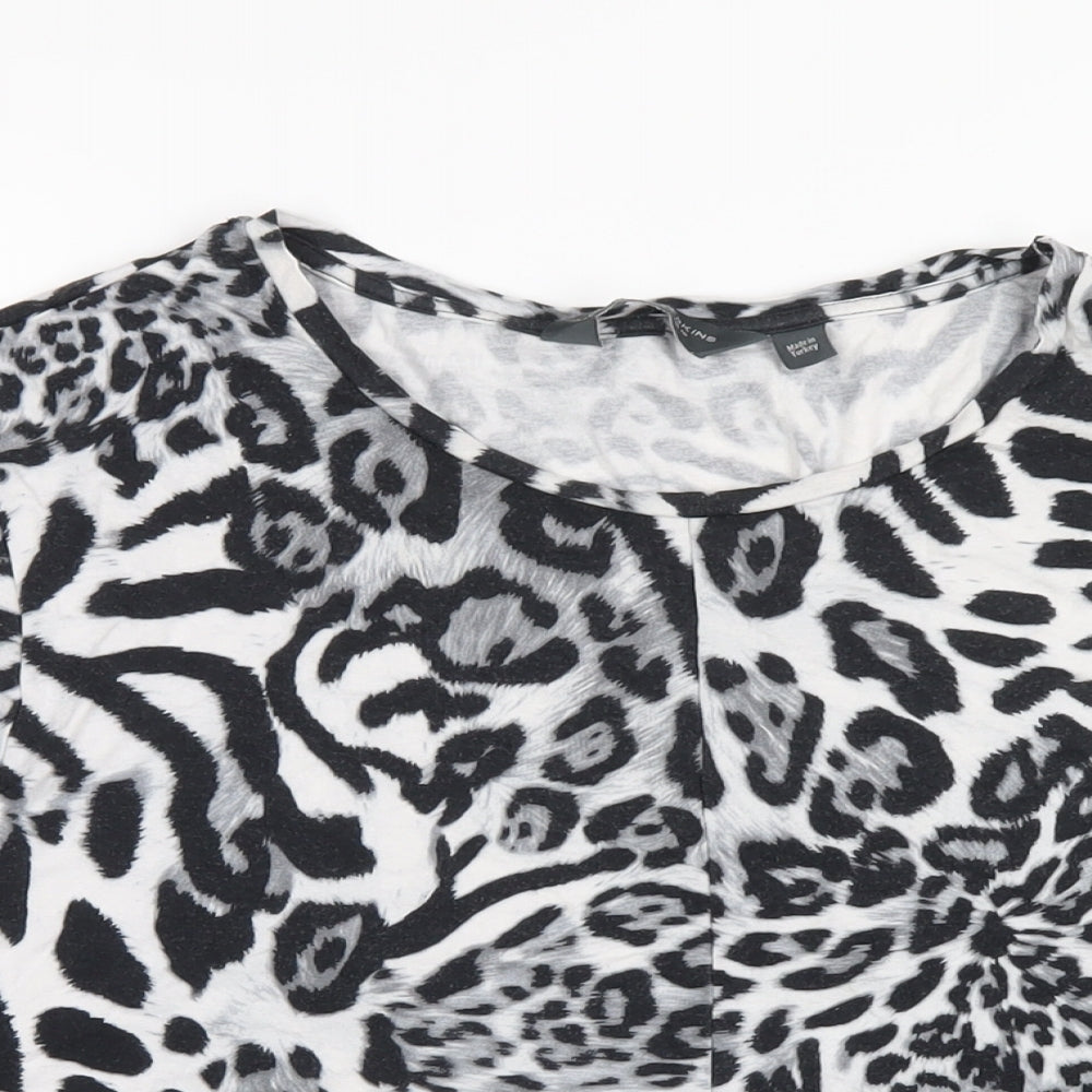 Dorothy Perkins Womens Grey Animal Print Viscose Basic T-Shirt Size 18 Round Neck