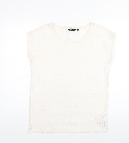 New Look Womens Ivory Polyester Basic T-Shirt Size 12 Round Neck