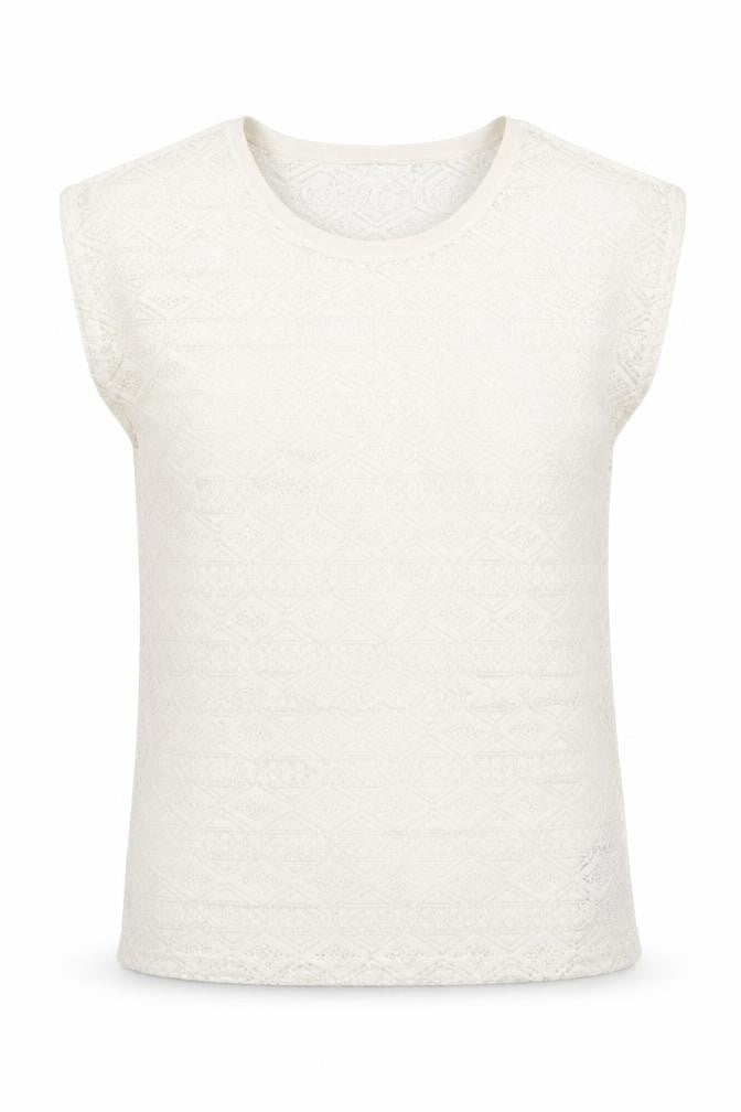 New Look Womens Ivory Polyester Basic T-Shirt Size 12 Round Neck