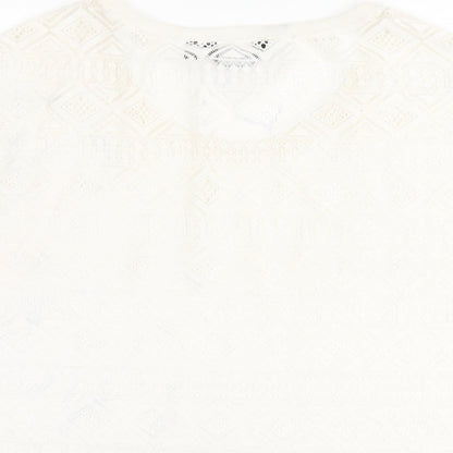 New Look Womens Ivory Polyester Basic T-Shirt Size 12 Round Neck