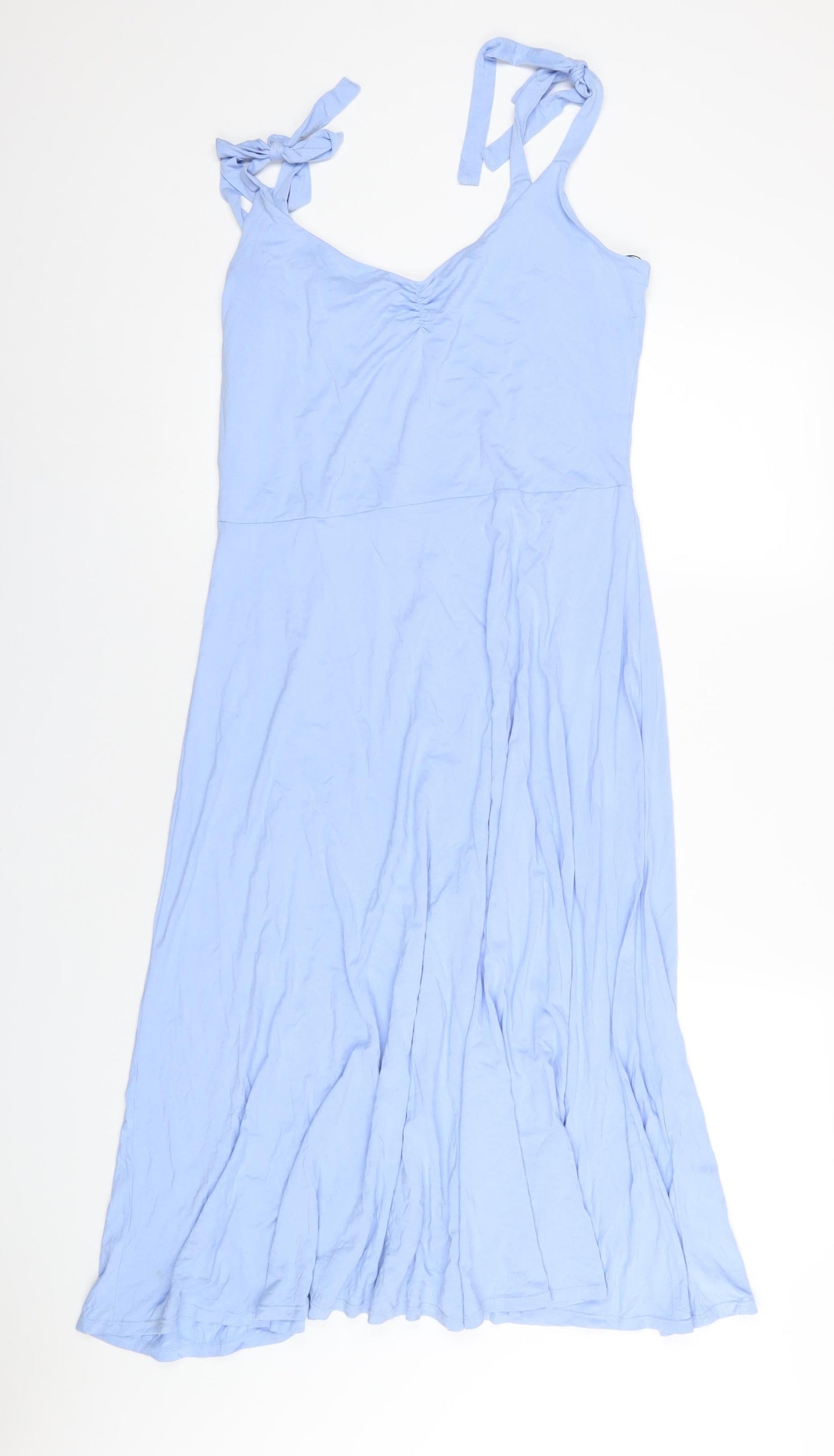 H&M Womens Blue Viscose A-Line Size L V-Neck Pullover