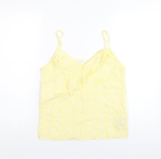 H&M Womens Yellow Cotton Camisole T-Shirt Size 10 V-Neck