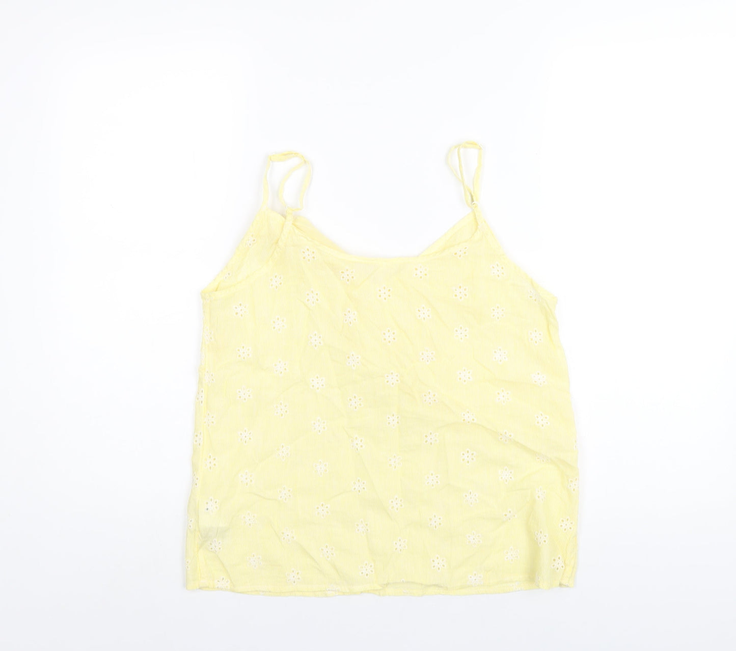 H&M Womens Yellow Cotton Camisole T-Shirt Size 10 V-Neck