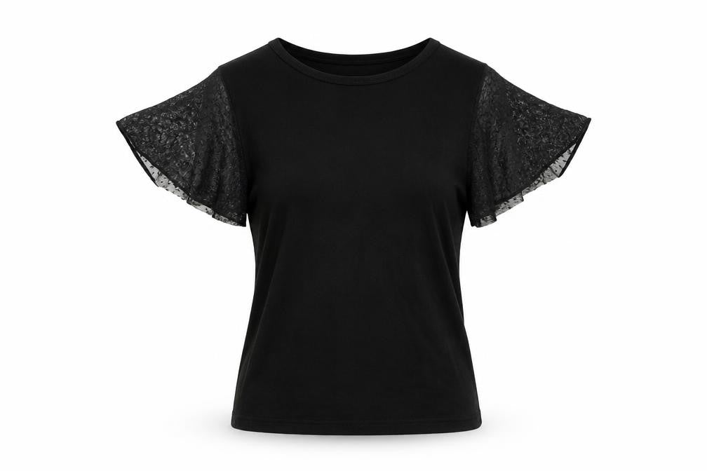 PRETTYLITTLETHING Womens Black Viscose Basic T-Shirt Size 8 Round Neck