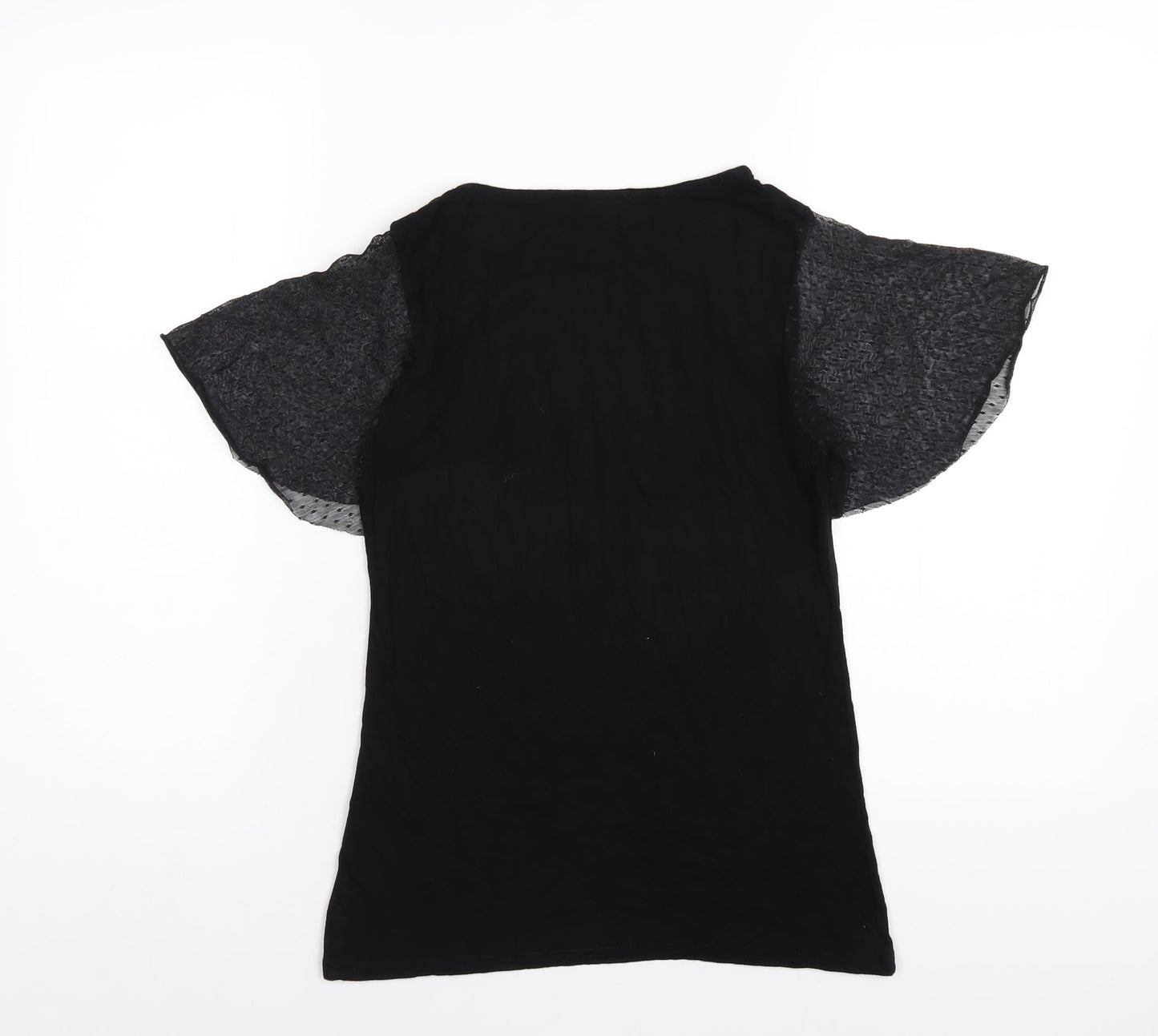 PRETTYLITTLETHING Womens Black Viscose Basic T-Shirt Size 8 Round Neck