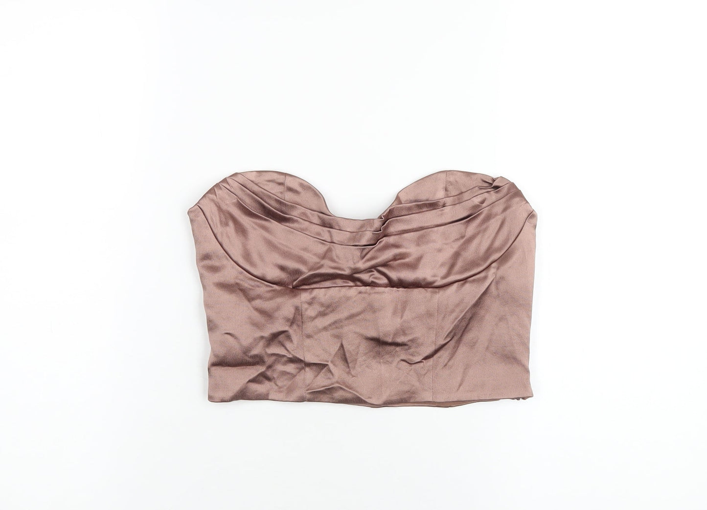 Zara Womens Brown Polyester Cropped T-Shirt Size M Sweetheart