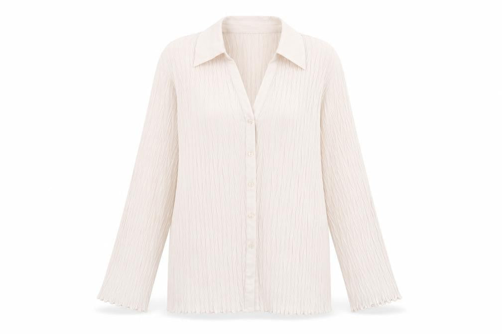 Nicola Womens Ivory Polyester Basic Button-Up Size M Collared