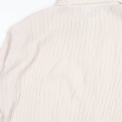 Nicola Womens Ivory Polyester Basic Button-Up Size M Collared