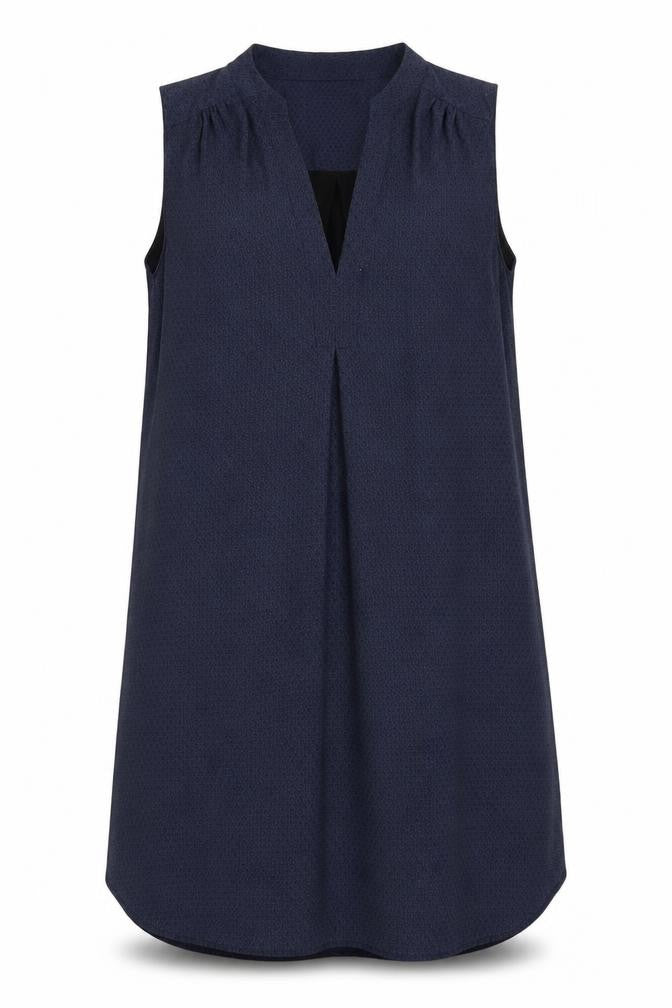 H&M Womens Blue Geometric Polyester A-Line Size 8 V-Neck Pullover
