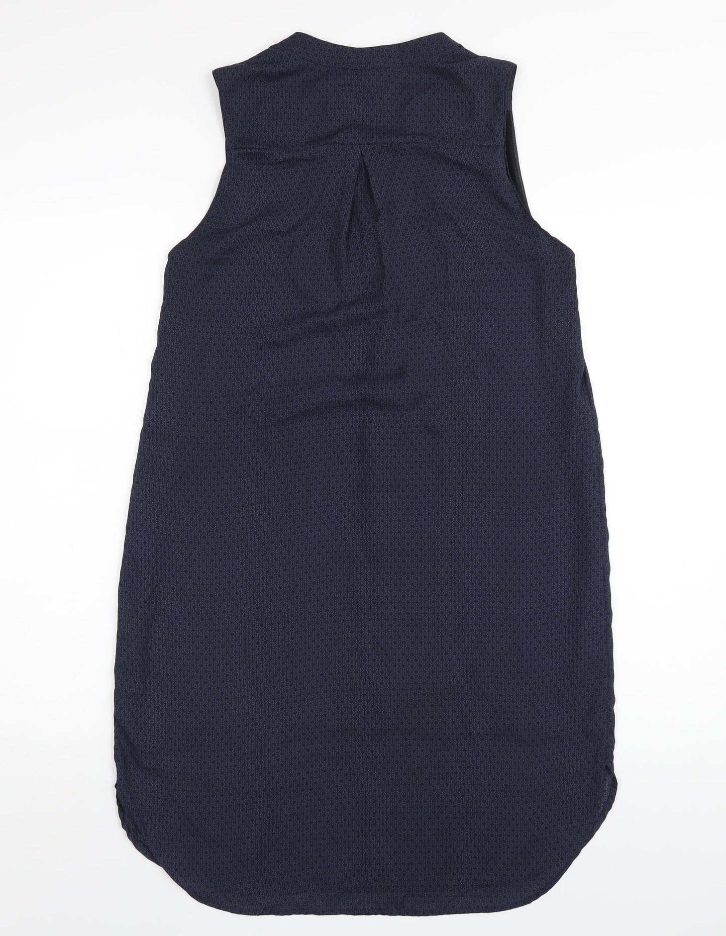H&M Womens Blue Geometric Polyester A-Line Size 8 V-Neck Pullover