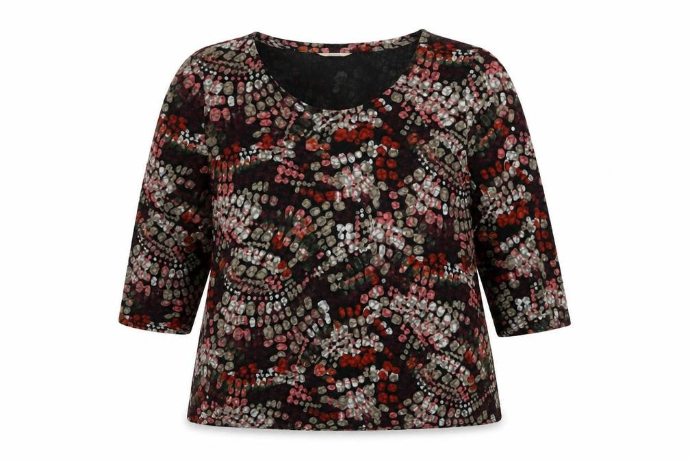 Classic Womens Multicoloured Geometric Polyester Basic T-Shirt Size 18 Round Neck