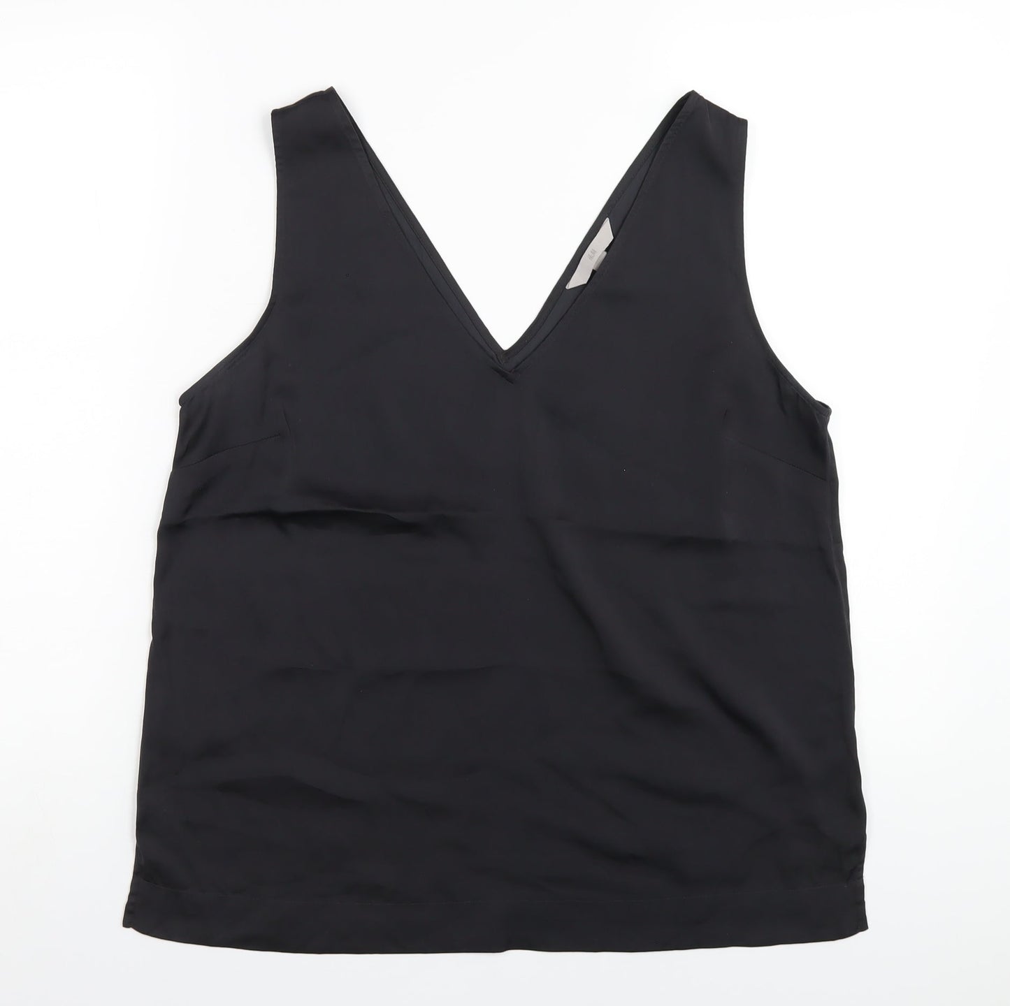 H&M Womens Black Polyester Basic Tank Size M V-Neck
