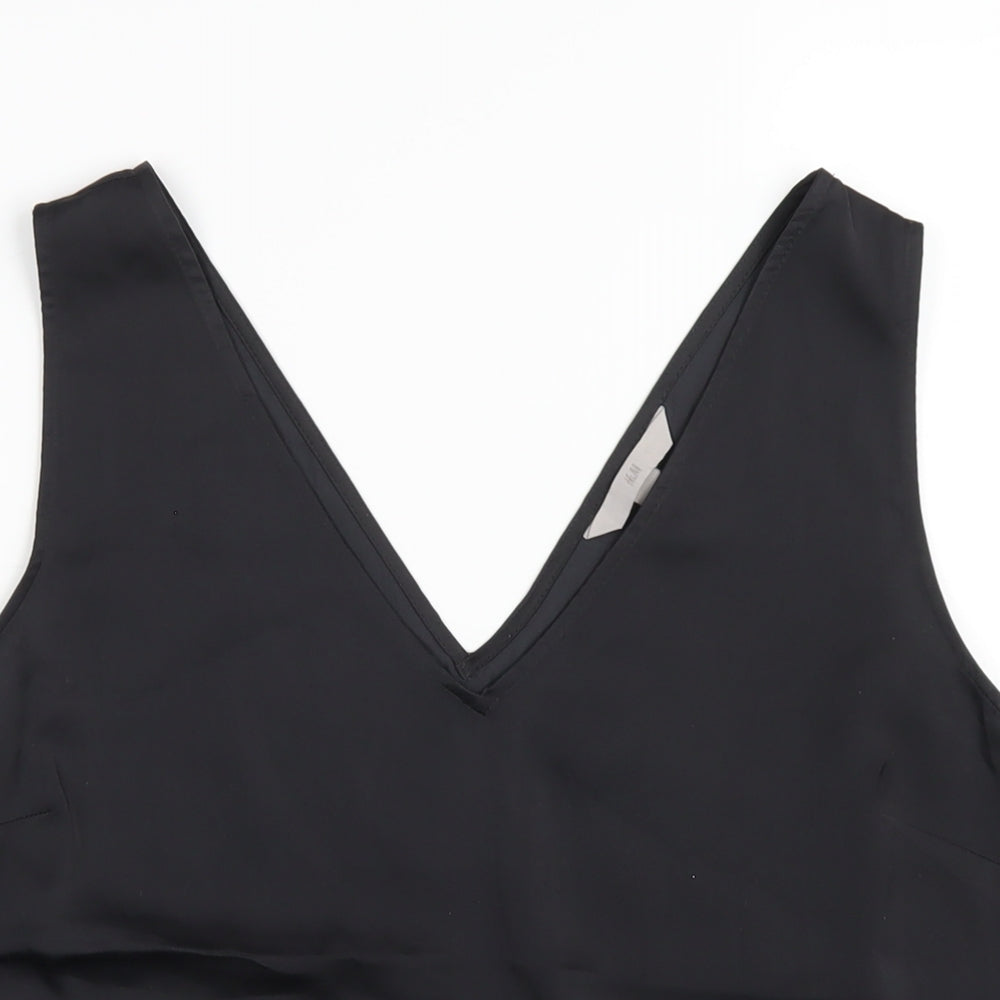 H&M Womens Black Polyester Basic Tank Size M V-Neck