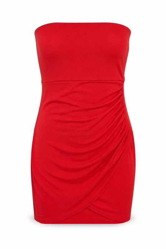 Front view of Missguided women’s red polyester mini, size UK 10, square neck pullover