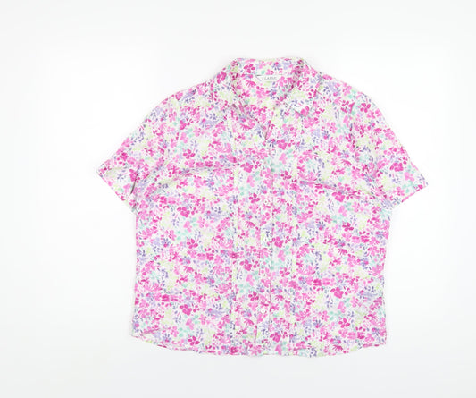 Marks and Spencer Womens Multicoloured Floral Cotton Basic Button-Up Size 12 Collared