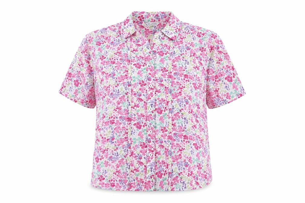 Marks & Spencer Womens Multicoloured Floral Cotton Basic Button-Up Size 12 Collared