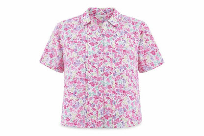 Marks & Spencer Womens Multicoloured Floral Cotton Basic Button-Up Size 12 Collared