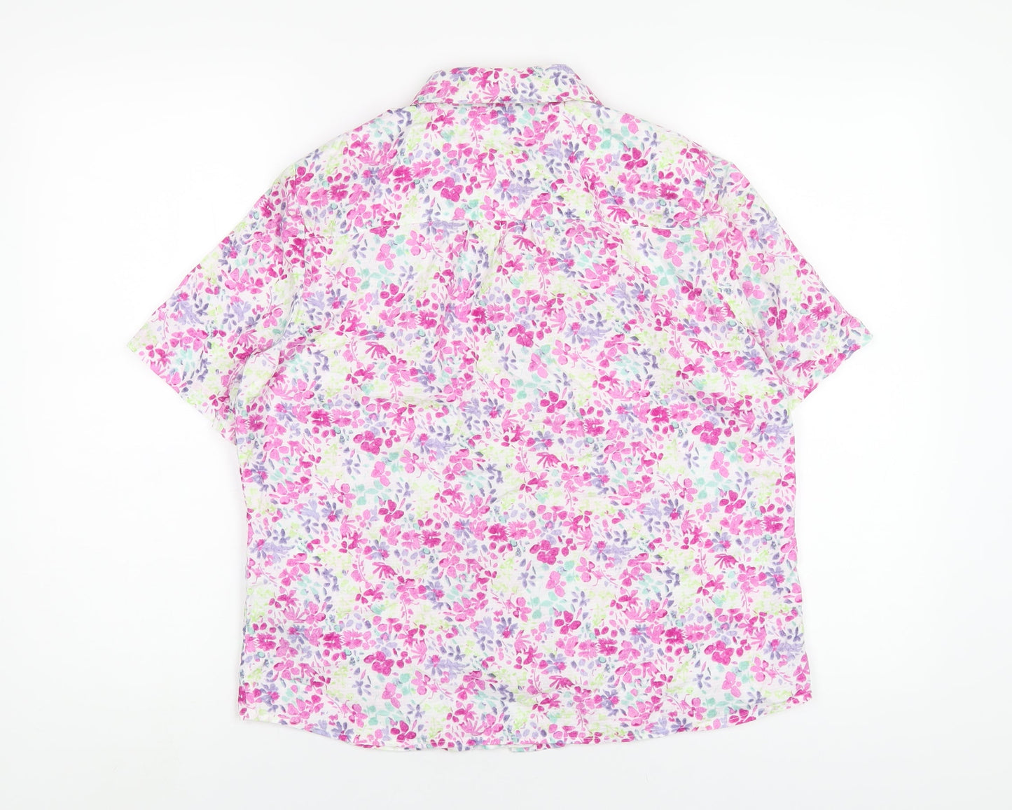 Marks and Spencer Womens Multicoloured Floral Cotton Basic Button-Up Size 12 Collared