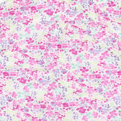 Marks & Spencer Womens Multicoloured Floral Cotton Basic Button-Up Size 12 Collared