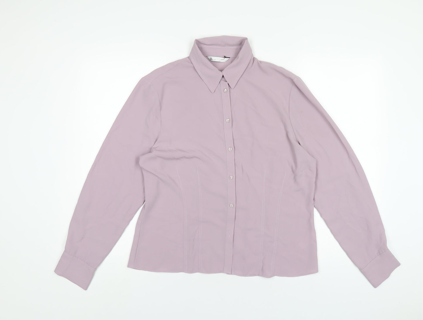 BHS Womens Purple Polyester Basic Button-Up Size 14 Collared
