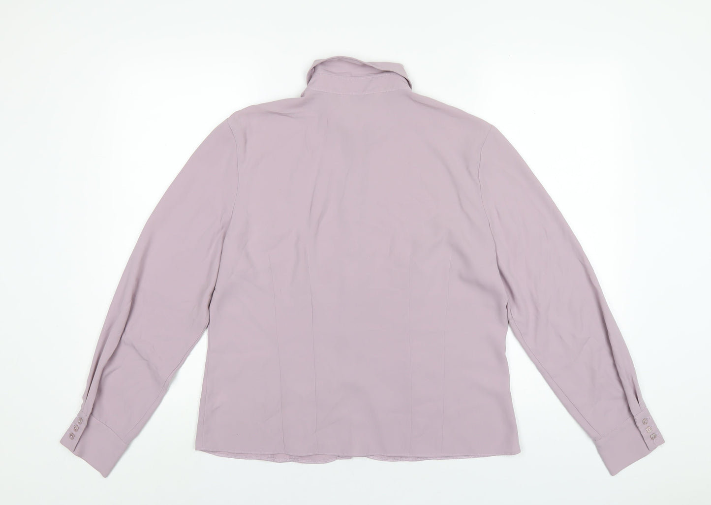 BHS Womens Purple Polyester Basic Button-Up Size 14 Collared