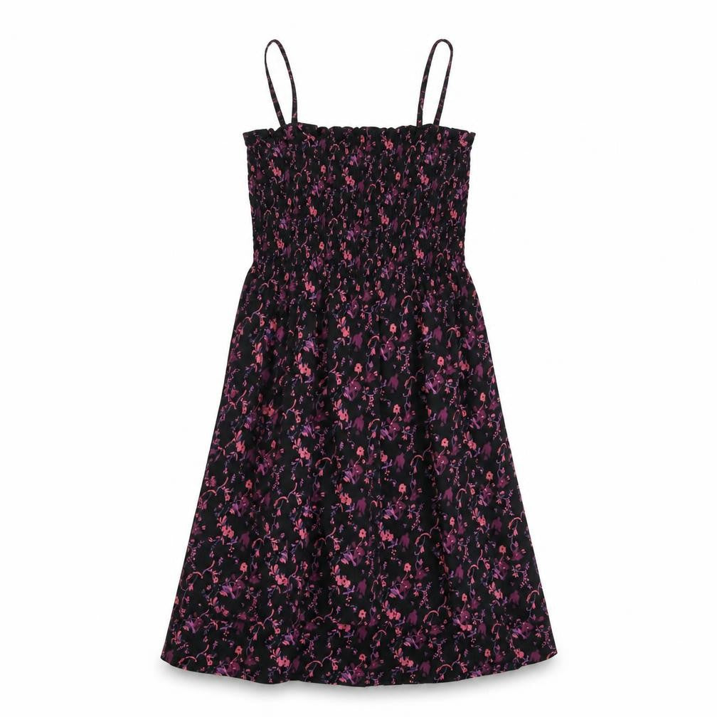 H&M Womens Black Floral Cotton A-Line Size 10 Square Neck Pullover