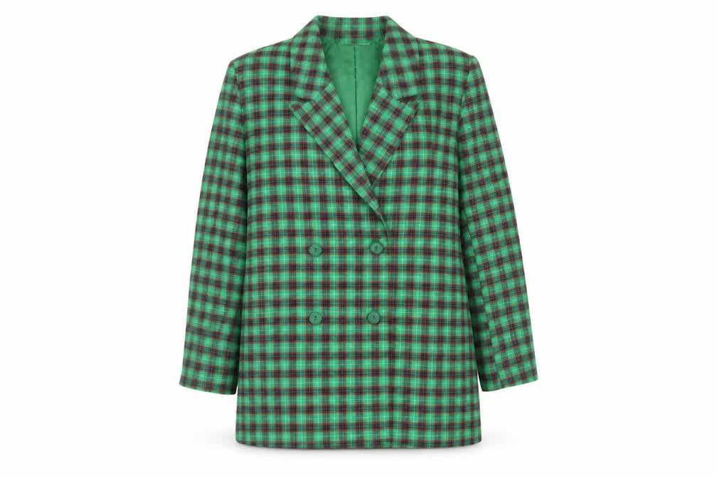 Heartbreak Womens Green Plaid Jacket Blazer Size 10 Button