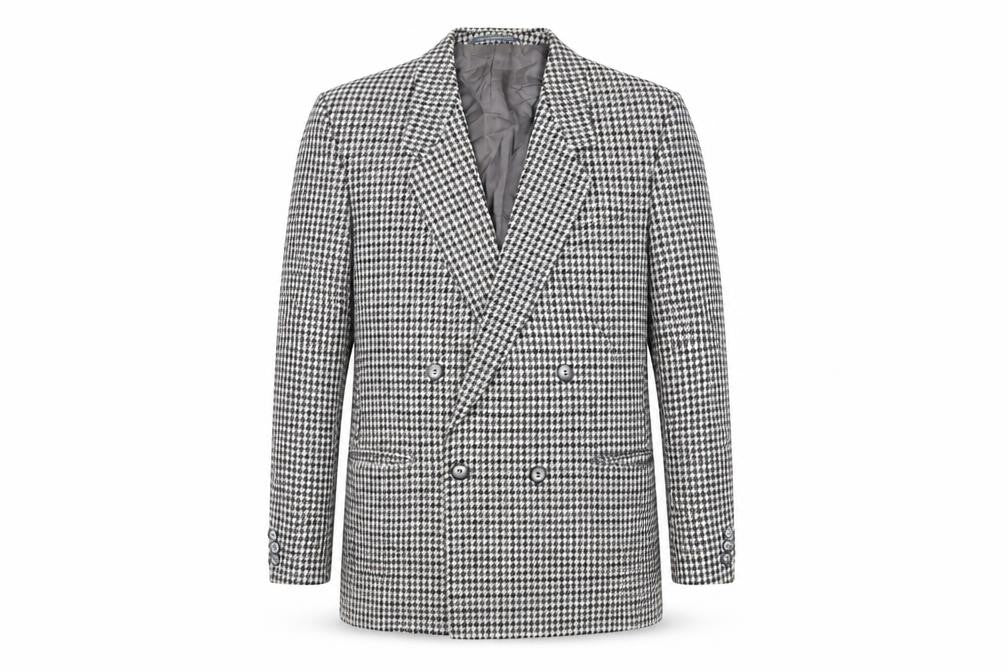 Matthews Mens Black Geometric Wool Jacket Blazer Size 38 Regular