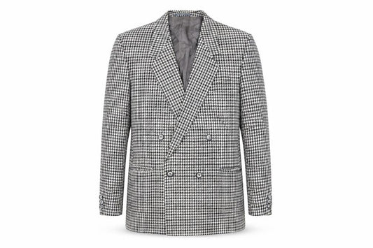 Matthews Mens Black Geometric Wool Jacket Blazer Size 38 Regular