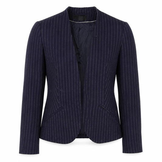 H&M Womens Blue Striped Jacket Blazer Size 8 - Open