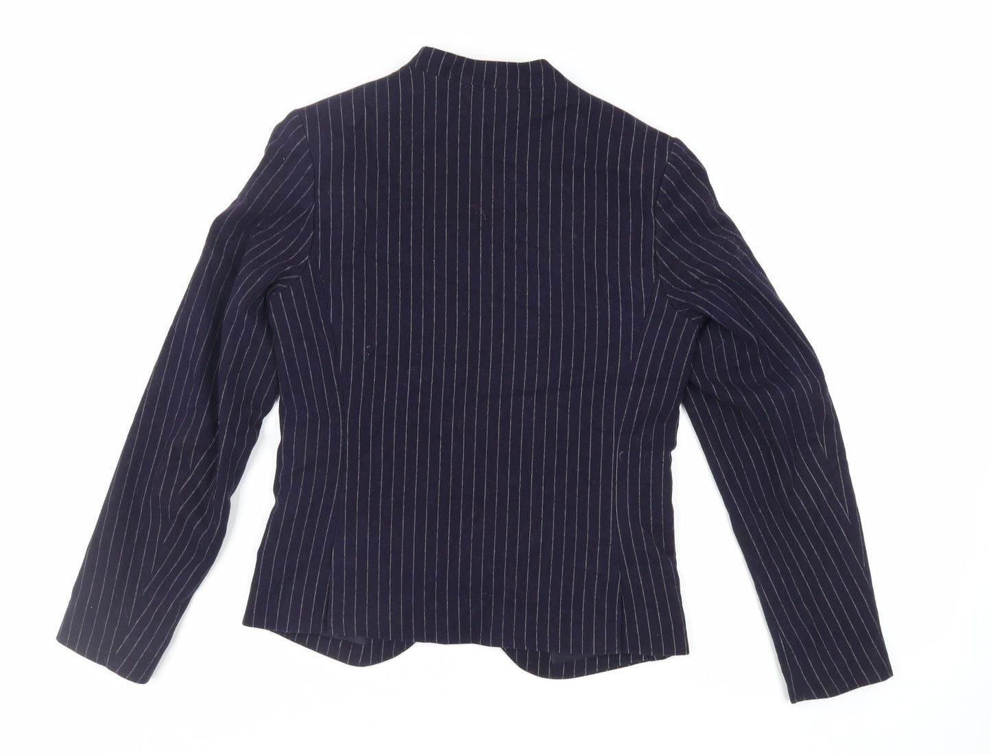 H&M Womens Blue Striped Jacket Blazer Size 8 - Open