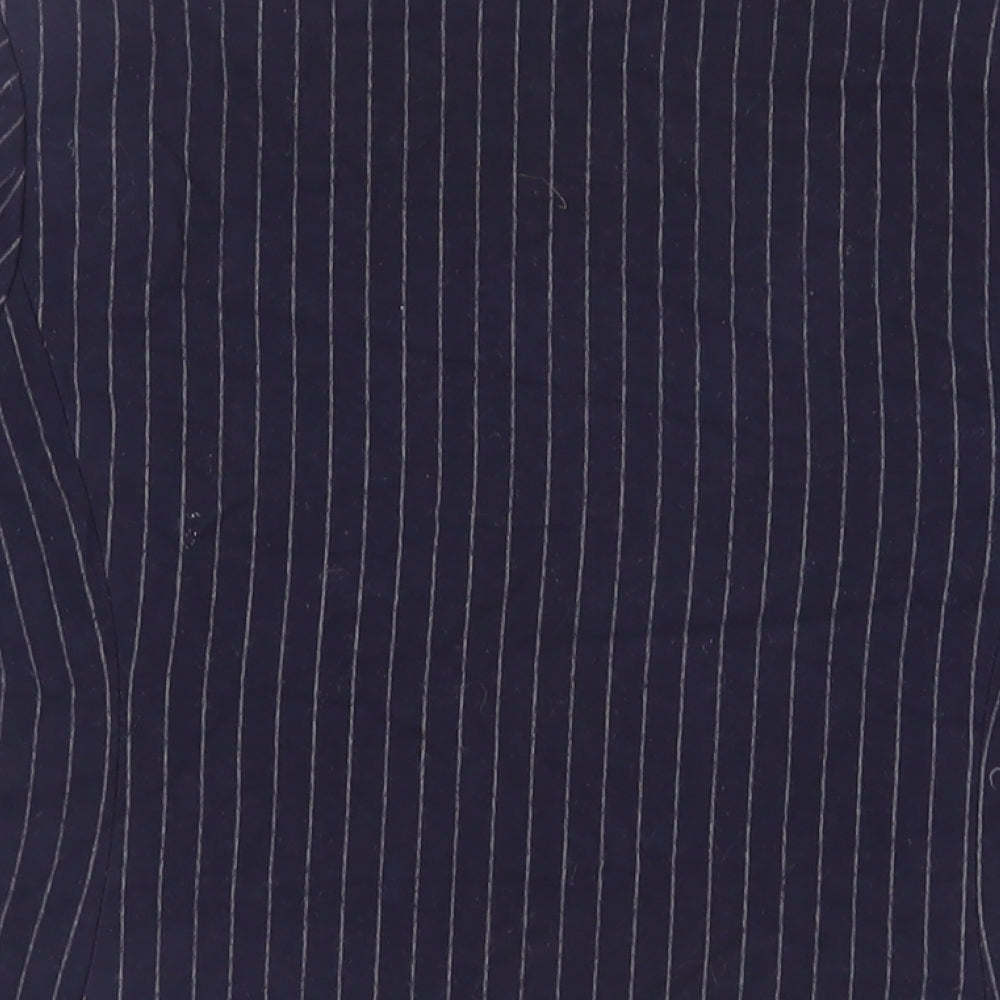 H&M Womens Blue Striped Jacket Blazer Size 8 - Open