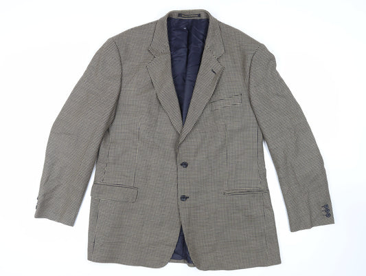 Marks and Spencer Mens Beige Geometric Wool Jacket Blazer Size 46 Regular
