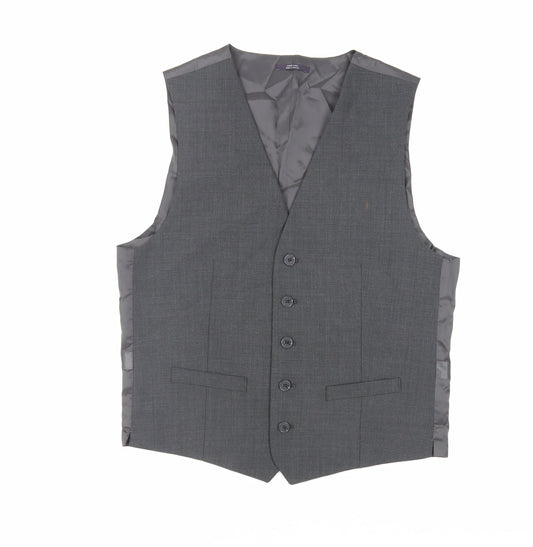 Marks and Spencer Mens Grey Wool Jacket Suit Waistcoat Size 36 Regular
