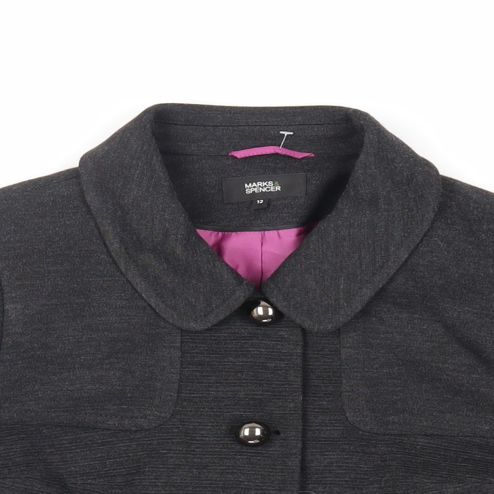 Marks and Spencer Womens Grey Jacket Blazer Size 12 Button