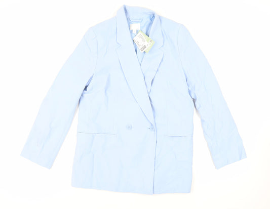 H&M Womens Blue Jacket Blazer Size S Button